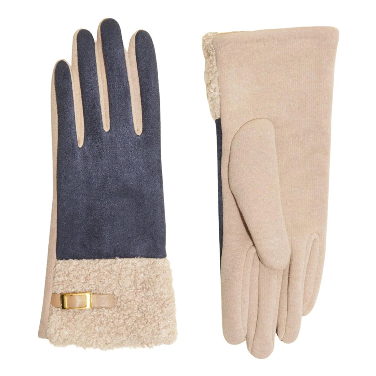 Powder, Audrey Faux Suede Gloves - Denim Powder