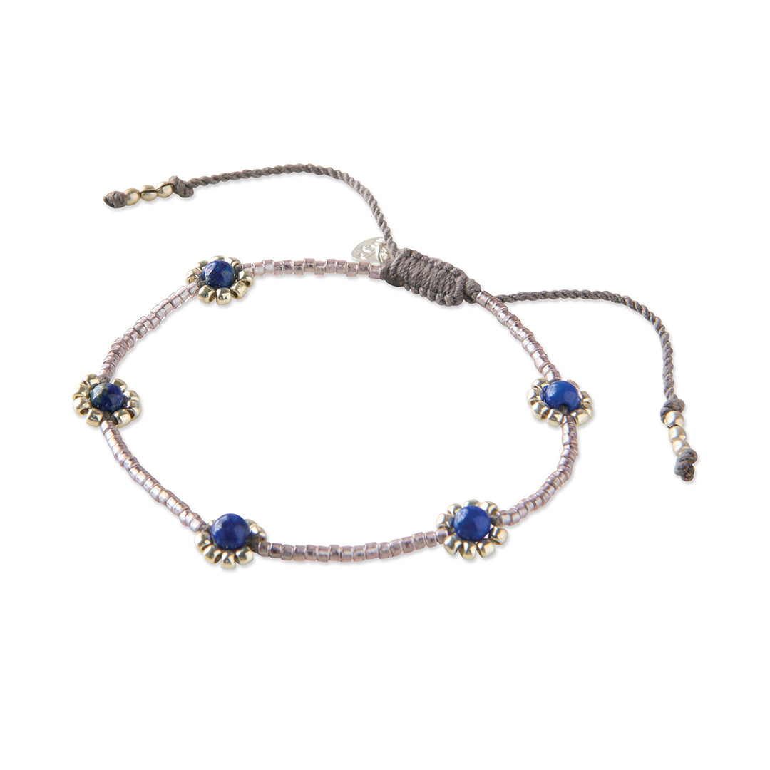 A Beautiful Story, Botanic Lapis Lazuli Bracelet Silver Coloured A Beautiful Story