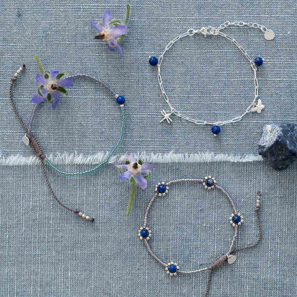 A Beautiful Story, Botanic Lapis Lazuli Bracelet Silver Coloured A Beautiful Story