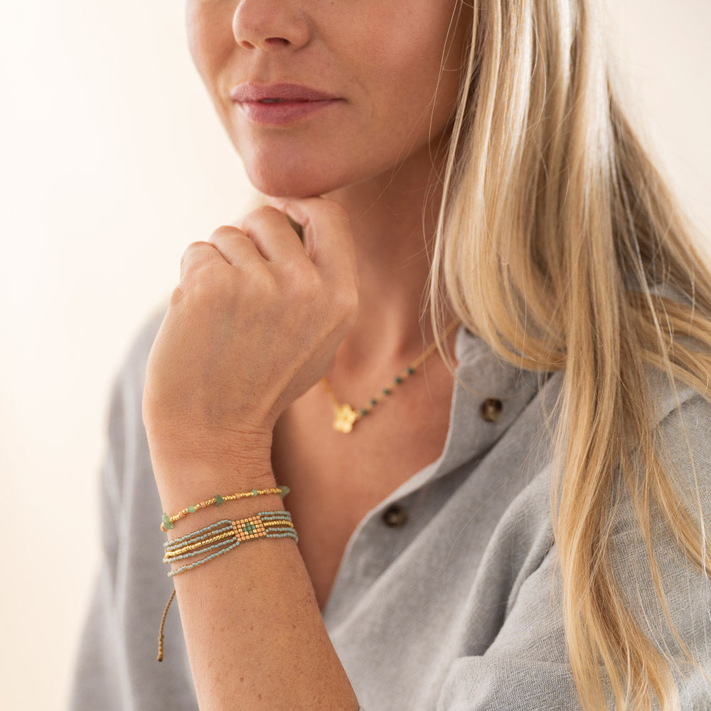A Beautiful Story, Flashy Aventurine Bracelet Gold Coloured A Beautiful Story