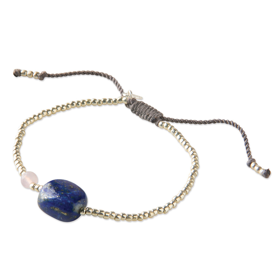 A Beautiful Story, Surprise Lapis Lazuli Rose Quartz Bracelet Silver Coloured A Beautiful Story