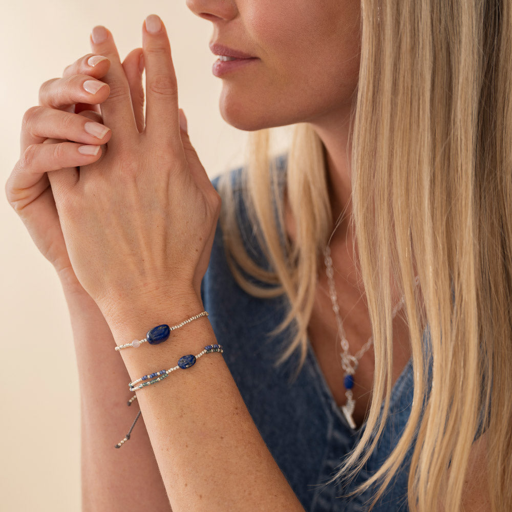 A Beautiful Story, Surprise Lapis Lazuli Rose Quartz Bracelet Silver Coloured A Beautiful Story