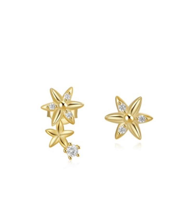 Azure, Gold Flower Stud Duo