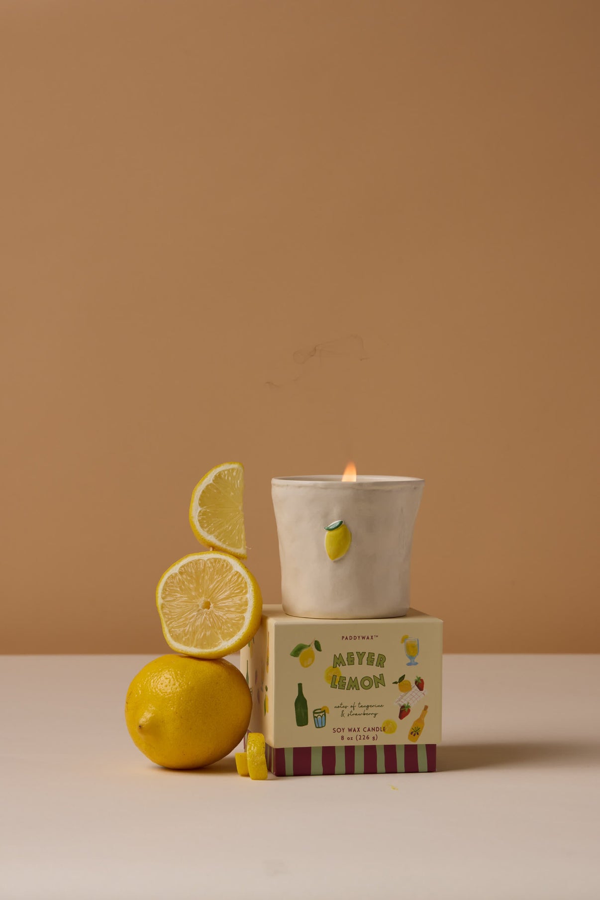 Bistro Lemon Embossed Ceramic Candle Designworks