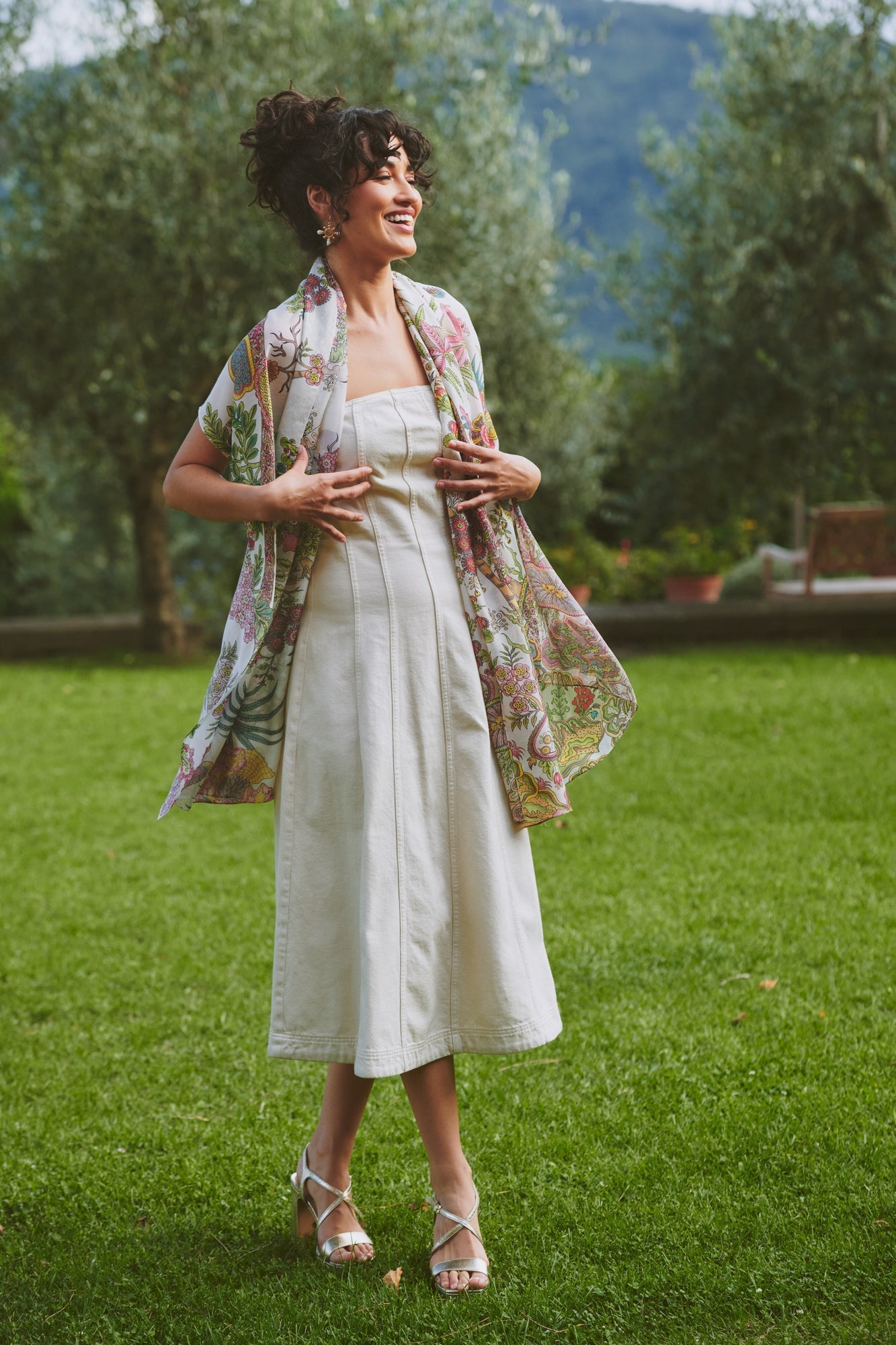 One Hundred Stars, Boho Garden Ecru Scarf