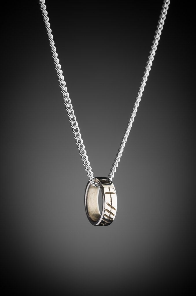 Claddagh Design, Grá Ogham Necklace Silver Claddagh Design
