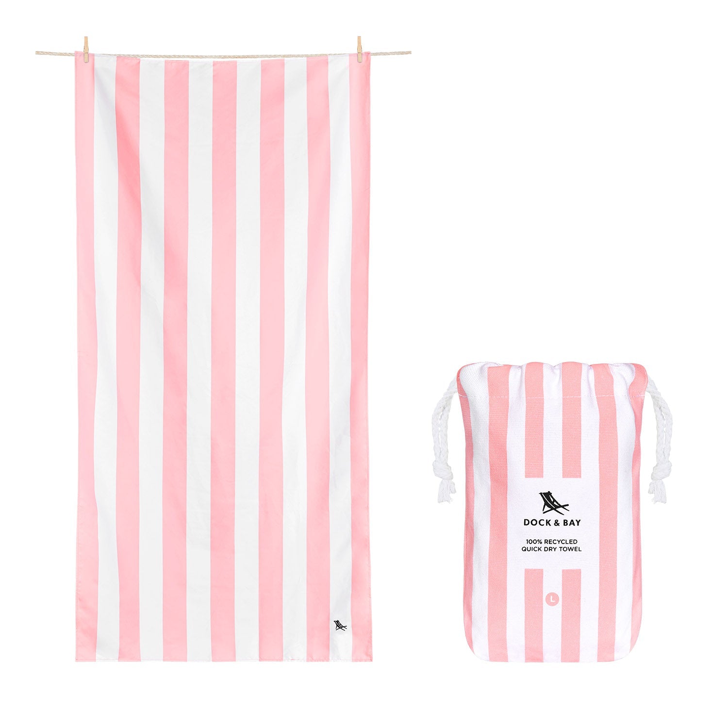 Dock And Bay, Quick Dry Towel - Malibu Pink - Large Dock And Bay