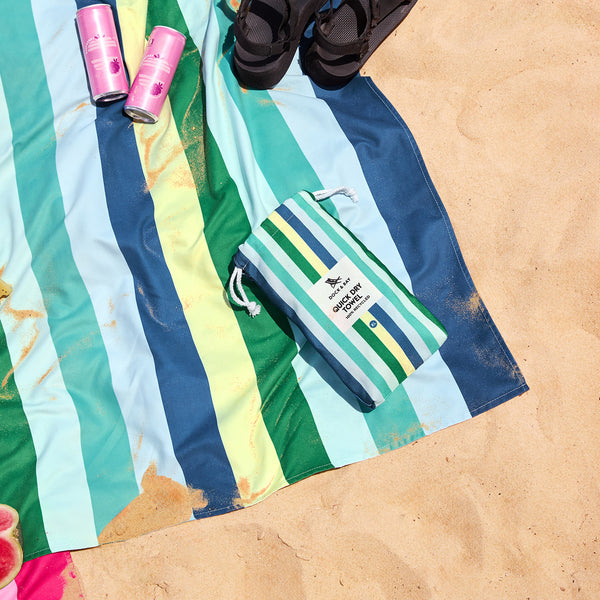 Dock and bay, Beach Towel Cool Lagoon Large Quinlan's Gifts