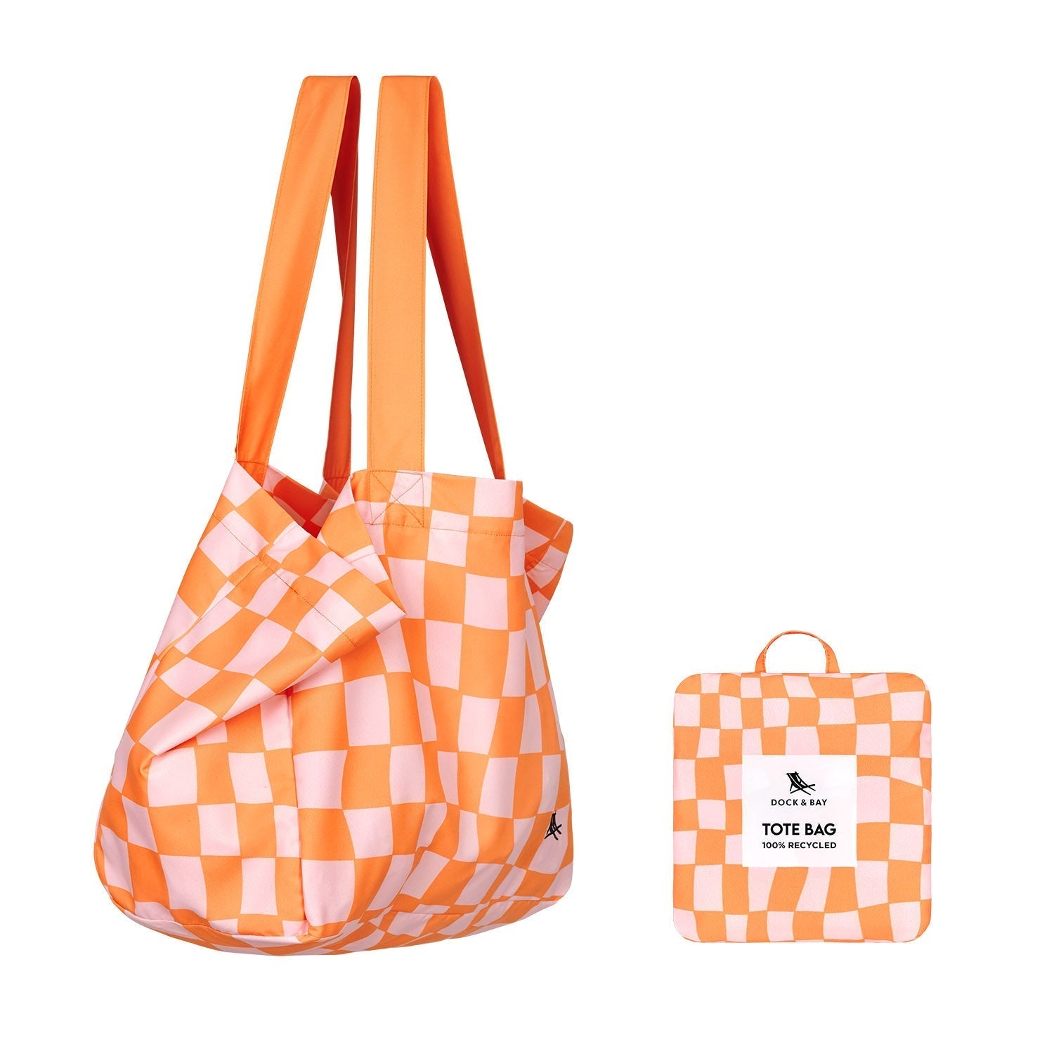 Dock and Bay, Foldable Tote Bag - Groovy Check Dock And Bay