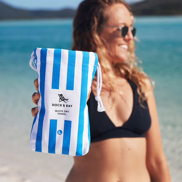 Dock and Bay, Quick Dry Towel - Cabana - Bondi Blue - Large Dock And Bay