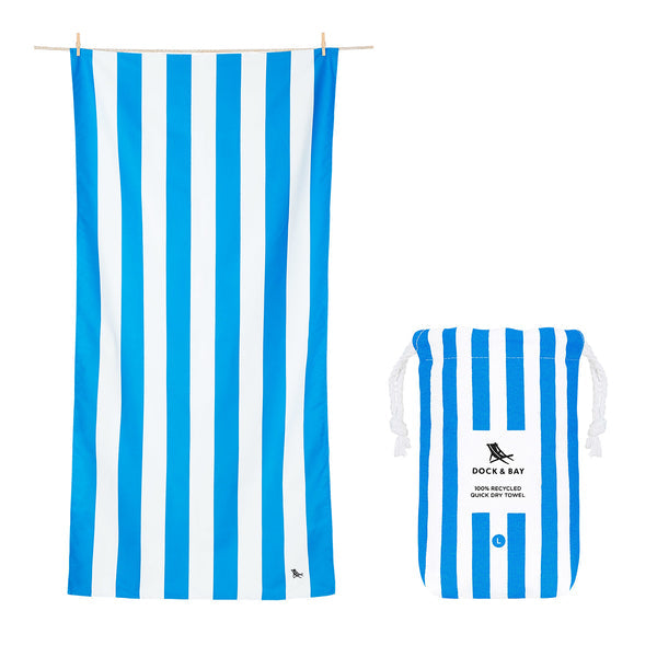 Dock and Bay, Quick Dry Towel - Cabana - Bondi Blue - Large Dock And Bay