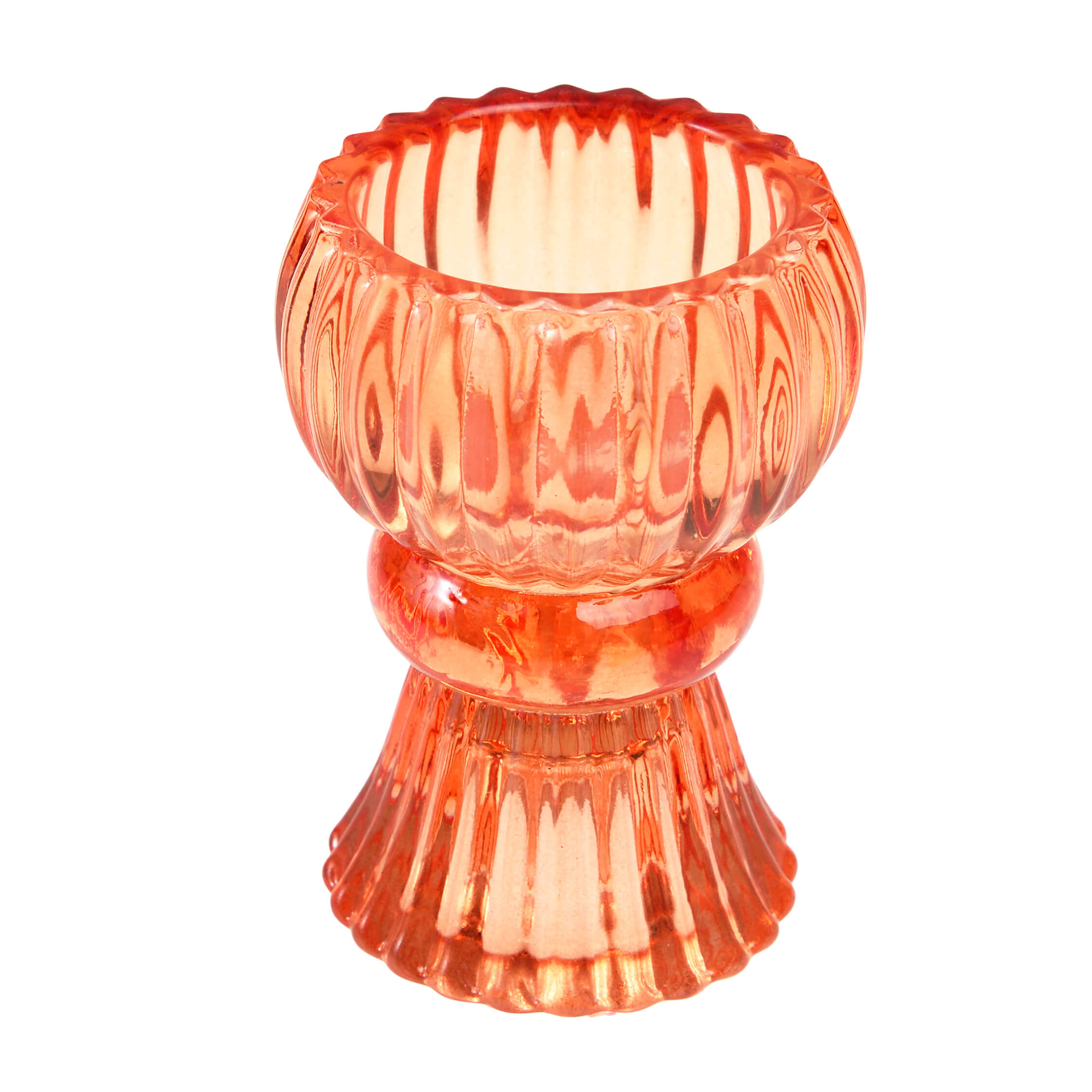 Double Ended Glass Candle Holder Orange