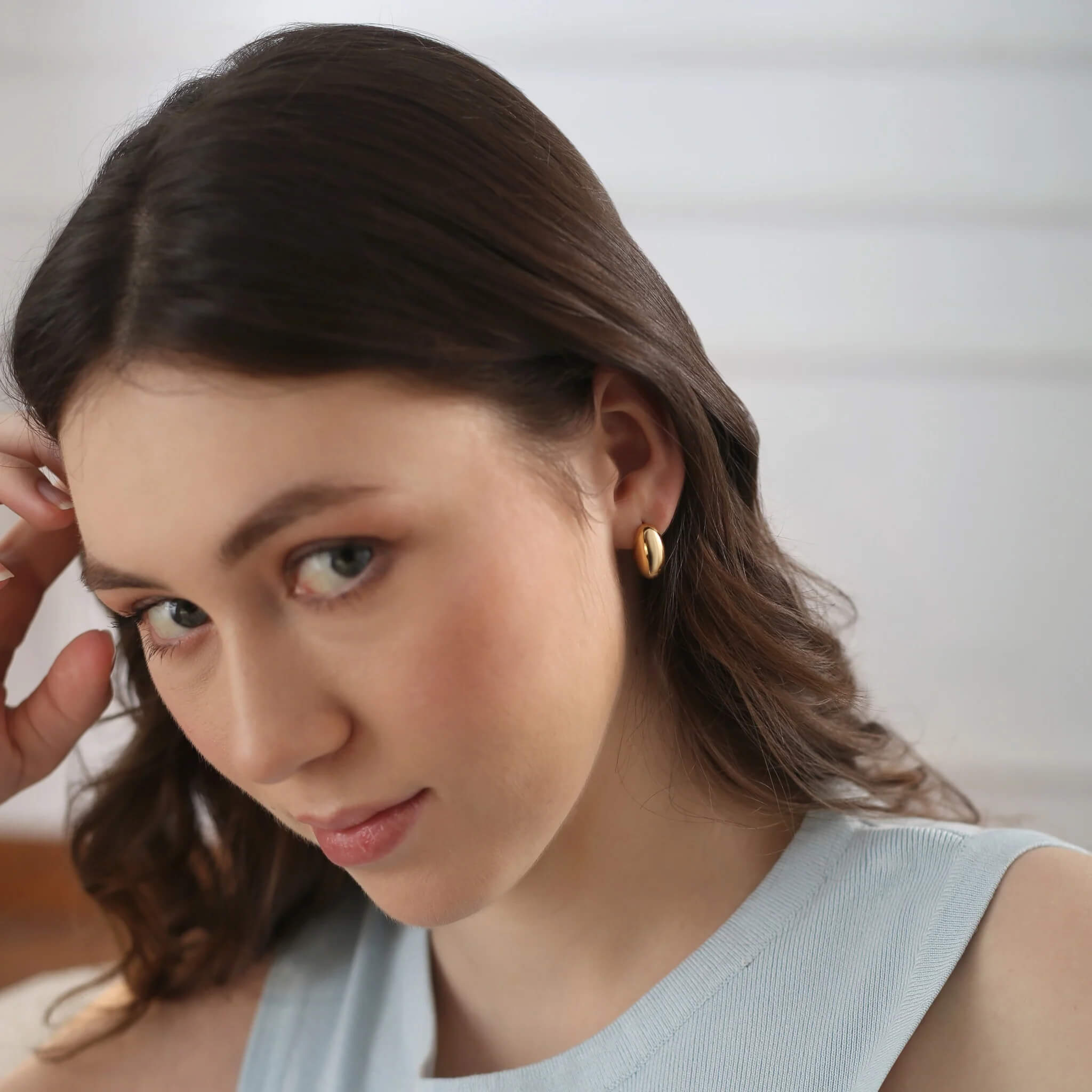 Newbridge, Gold Plated Dome Mini Hoop Earrings