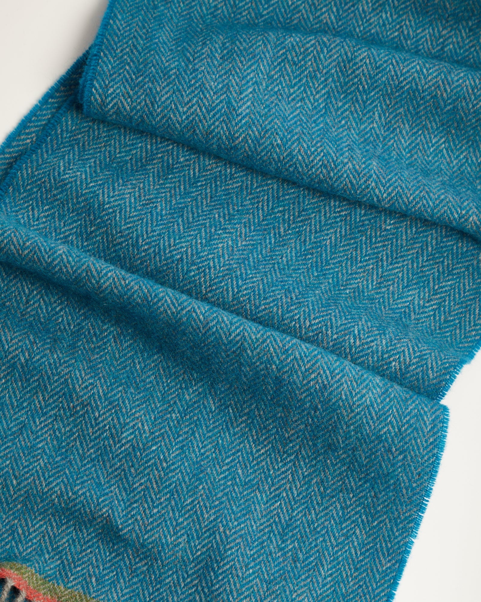 Foxford, Blue Herringbone Lambswool Scarf