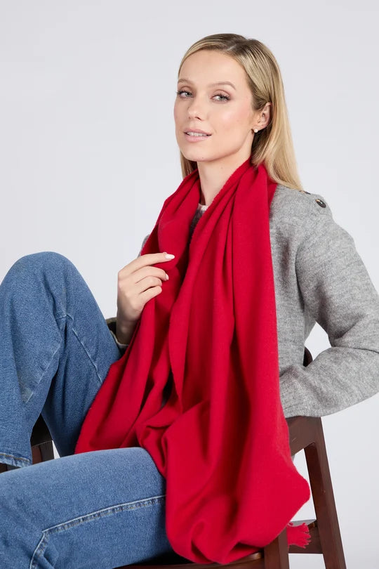 Foxford, Tomato Fine Wool Cashmere Blend Scarf