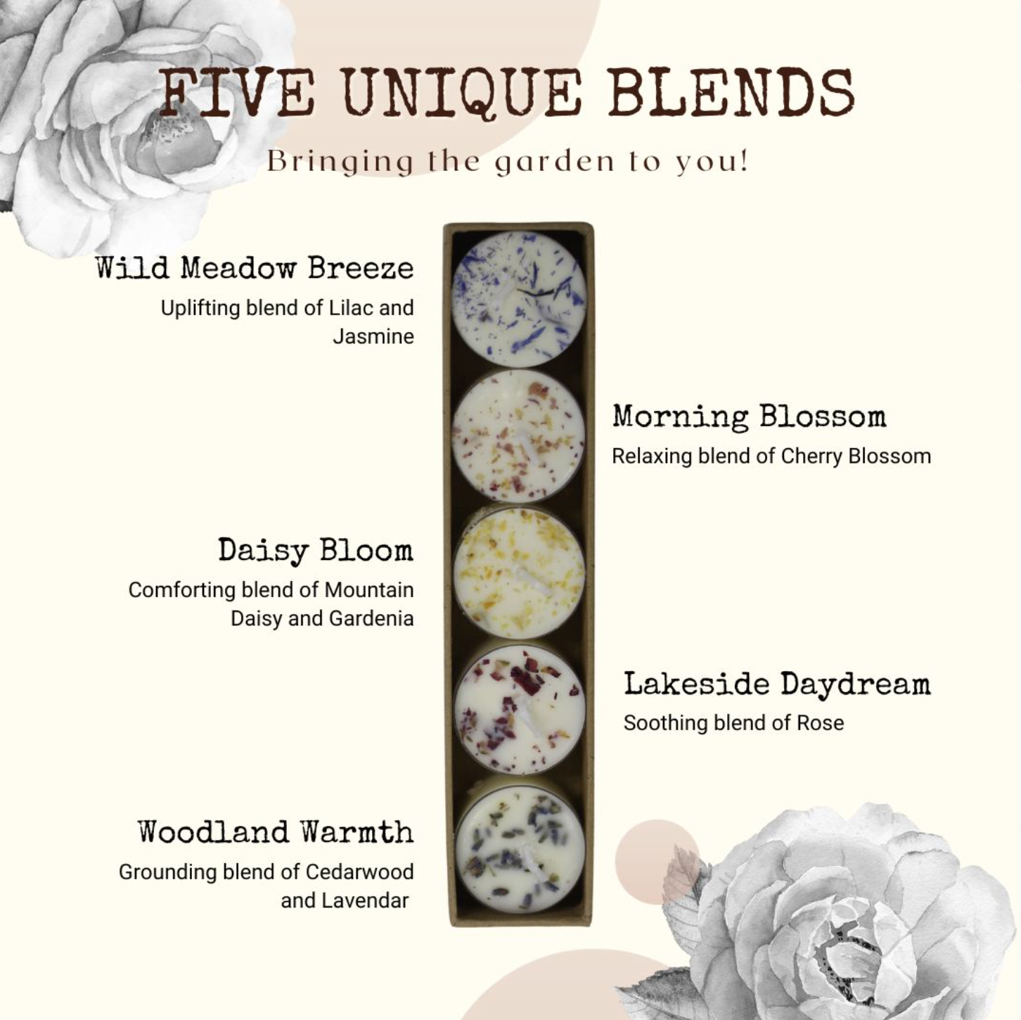 Flower Child, Scented Tealights 5 Pack Flower Child