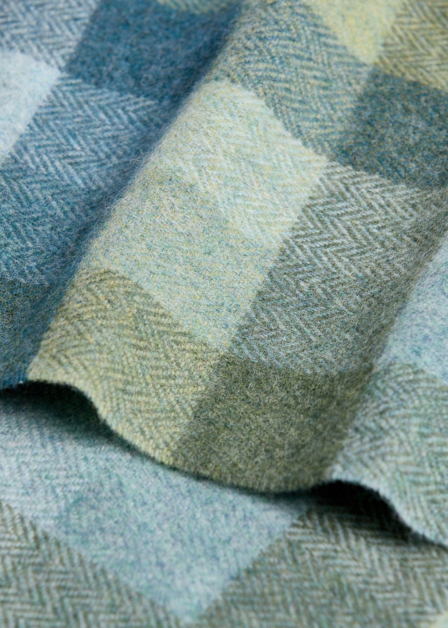 Foxford Green & Blue Check Lambswool Scarf