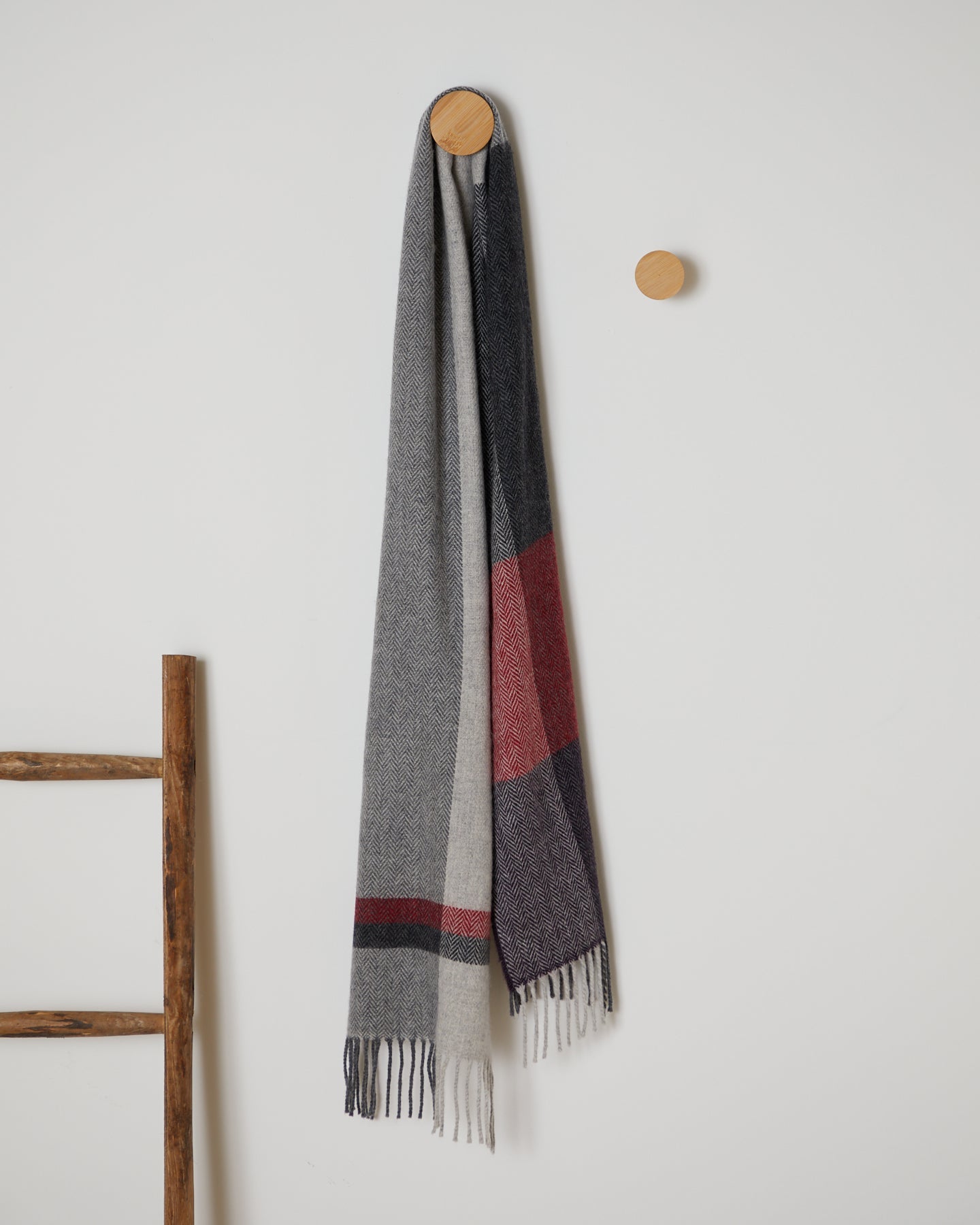 Foxford, Aubergine Block Stripe Lambswool Scarf