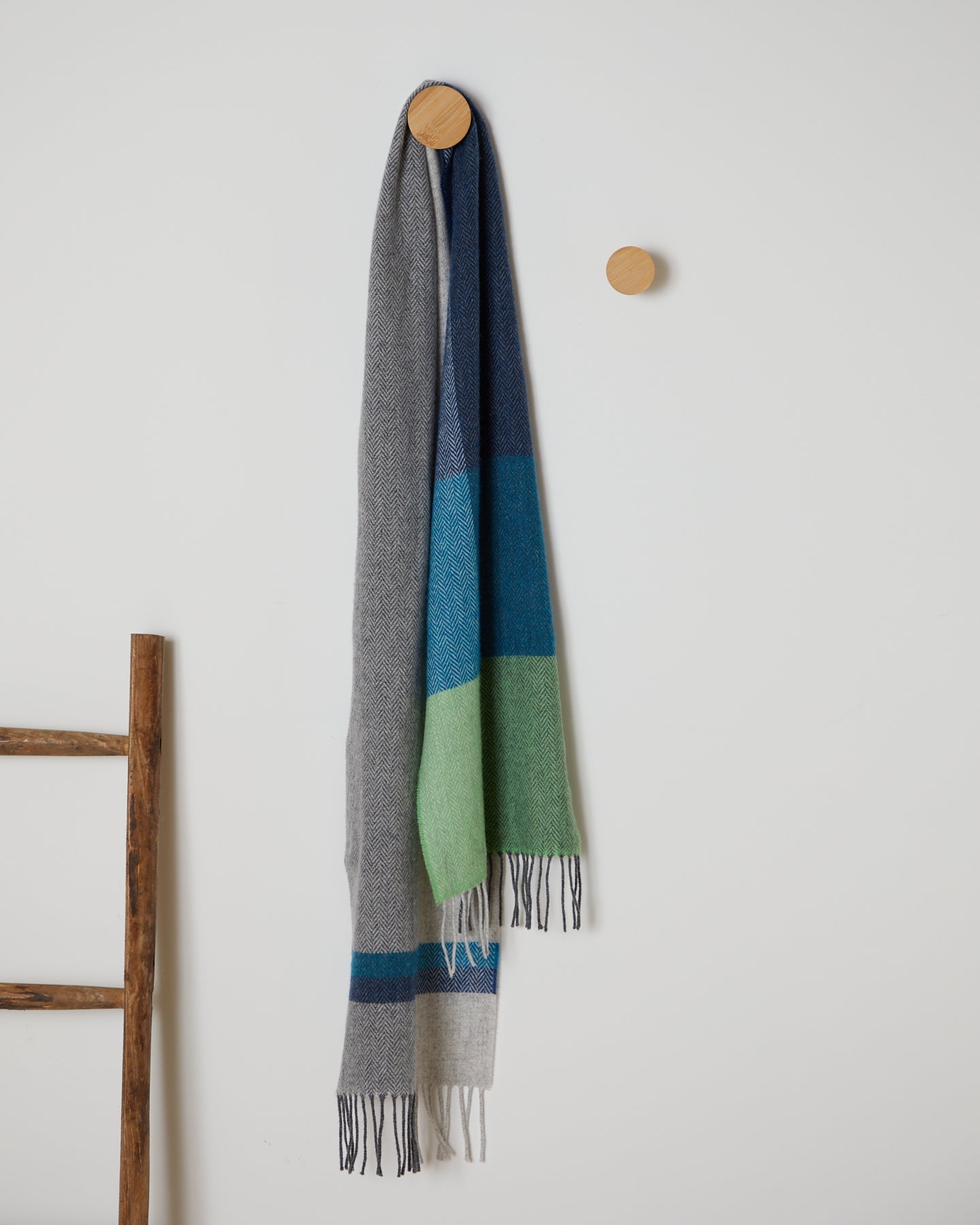 Foxford, Green Block Stripe Lambswool Scarf