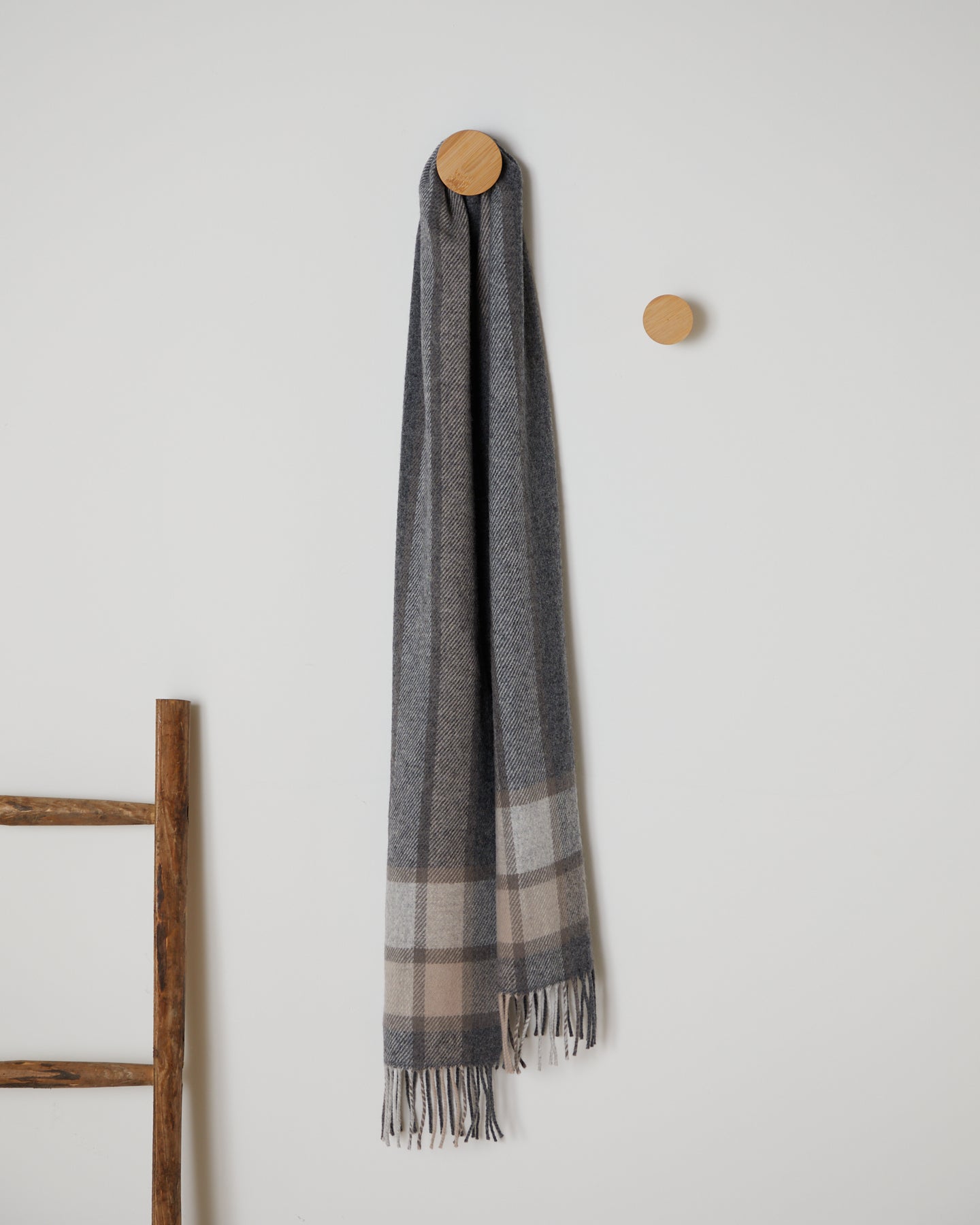 Foxford, Grey Check Border Lambswool Scarf