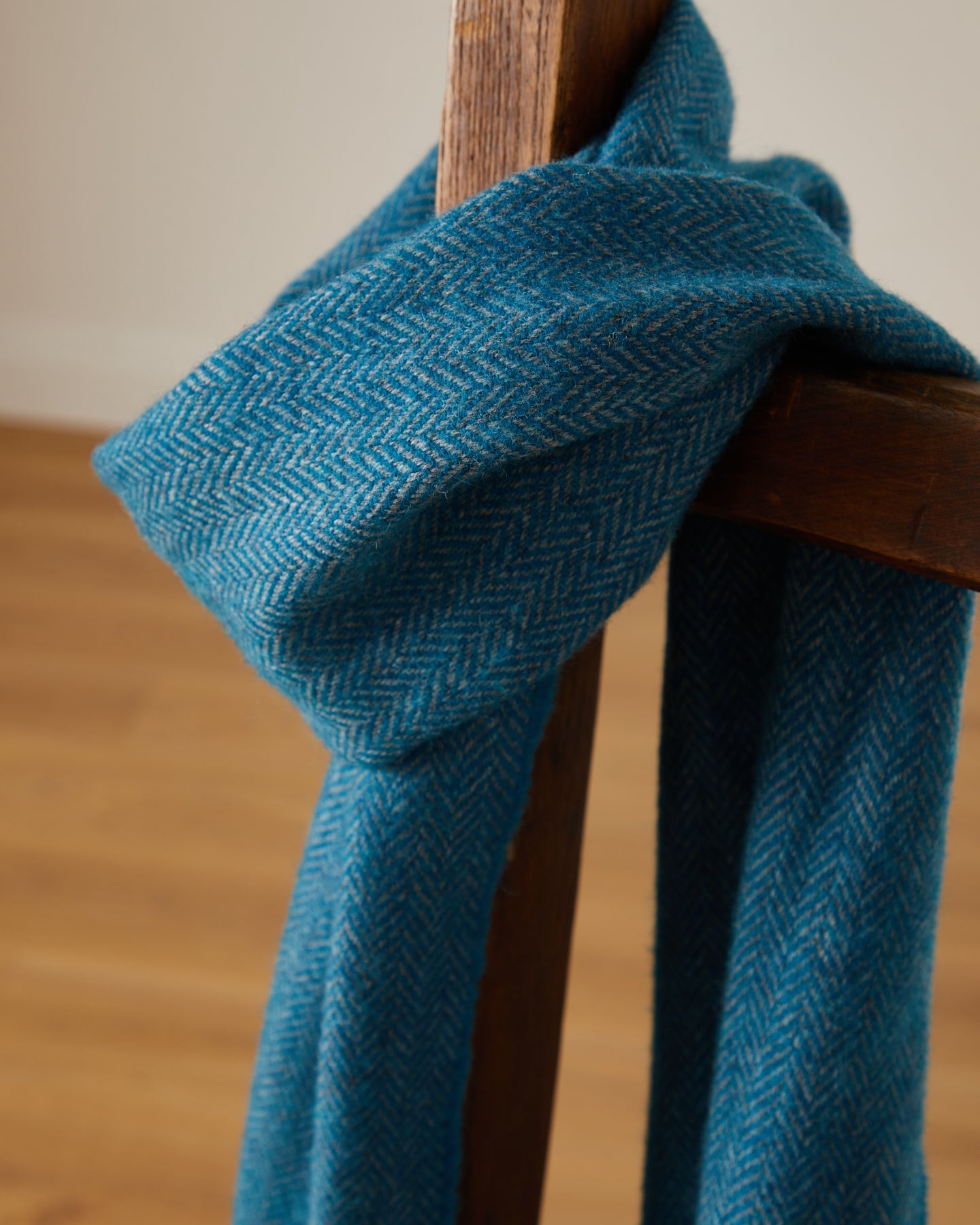 Foxford, Blue Herringbone Lambswool Scarf