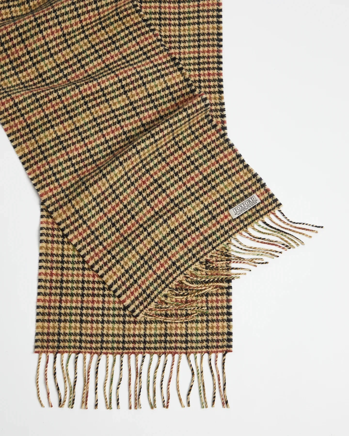 Foxford, Traditional Houndstooth Lambswool Scarf Foxford