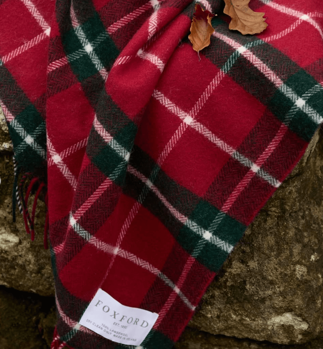 Foxford, Ashford Green Check Lambswool Throw Foxford