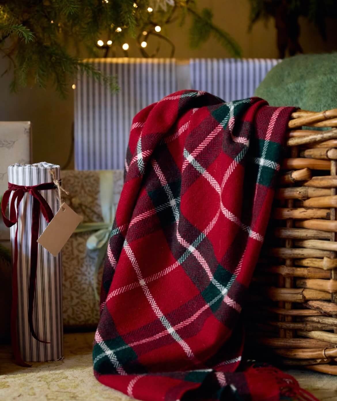 Foxford, Ashford Green Check Lambswool Throw