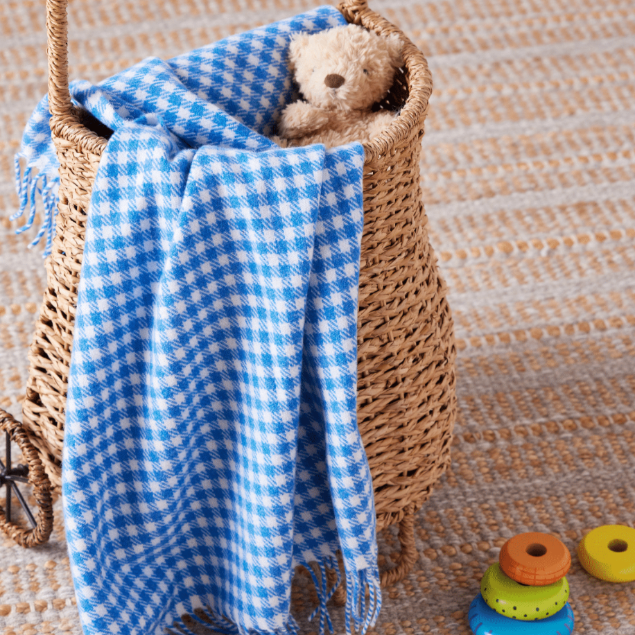 Foxford, Blue Gingham Baby Throw