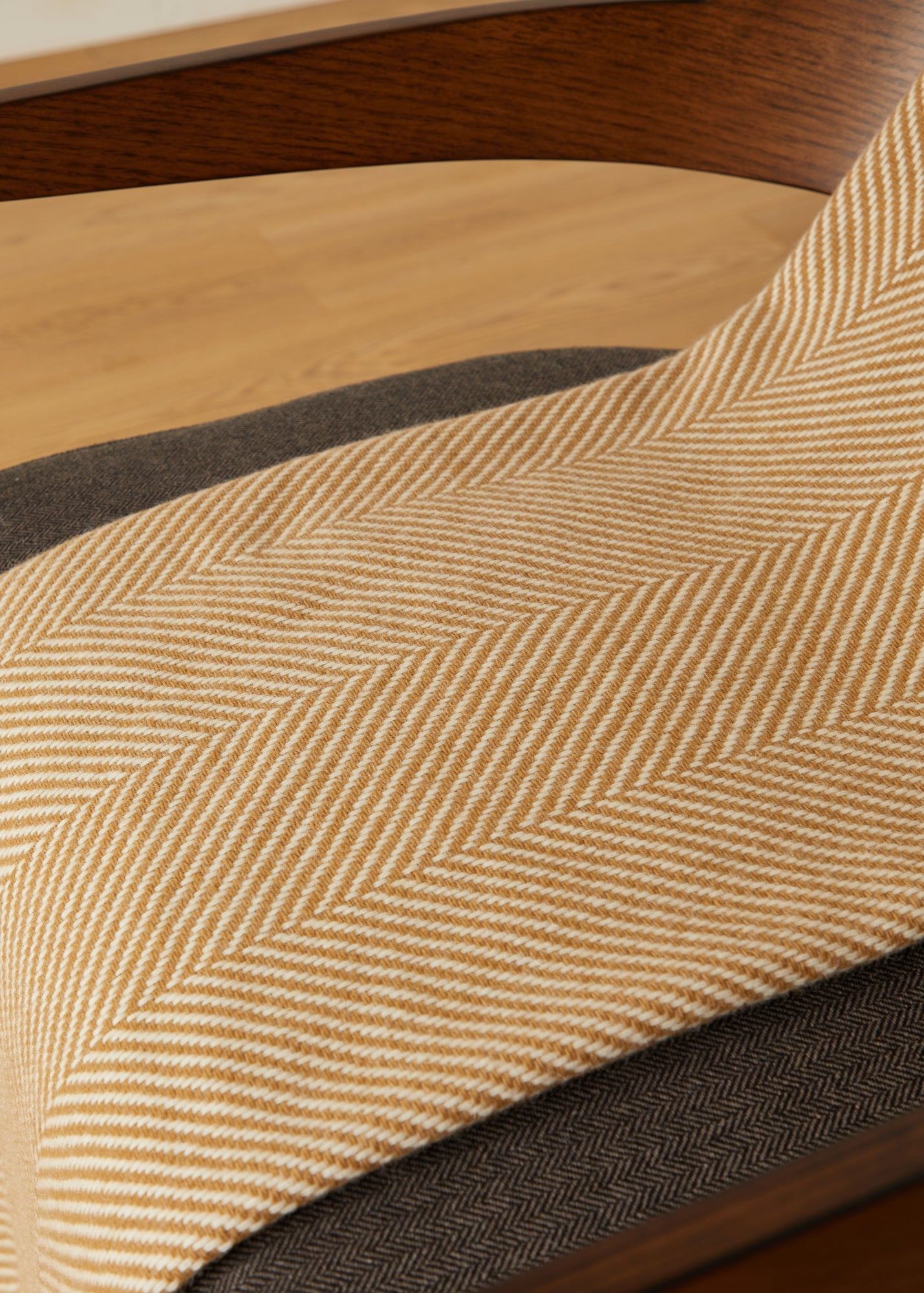 Foxford, Camel/White Herringbone Merino Throw