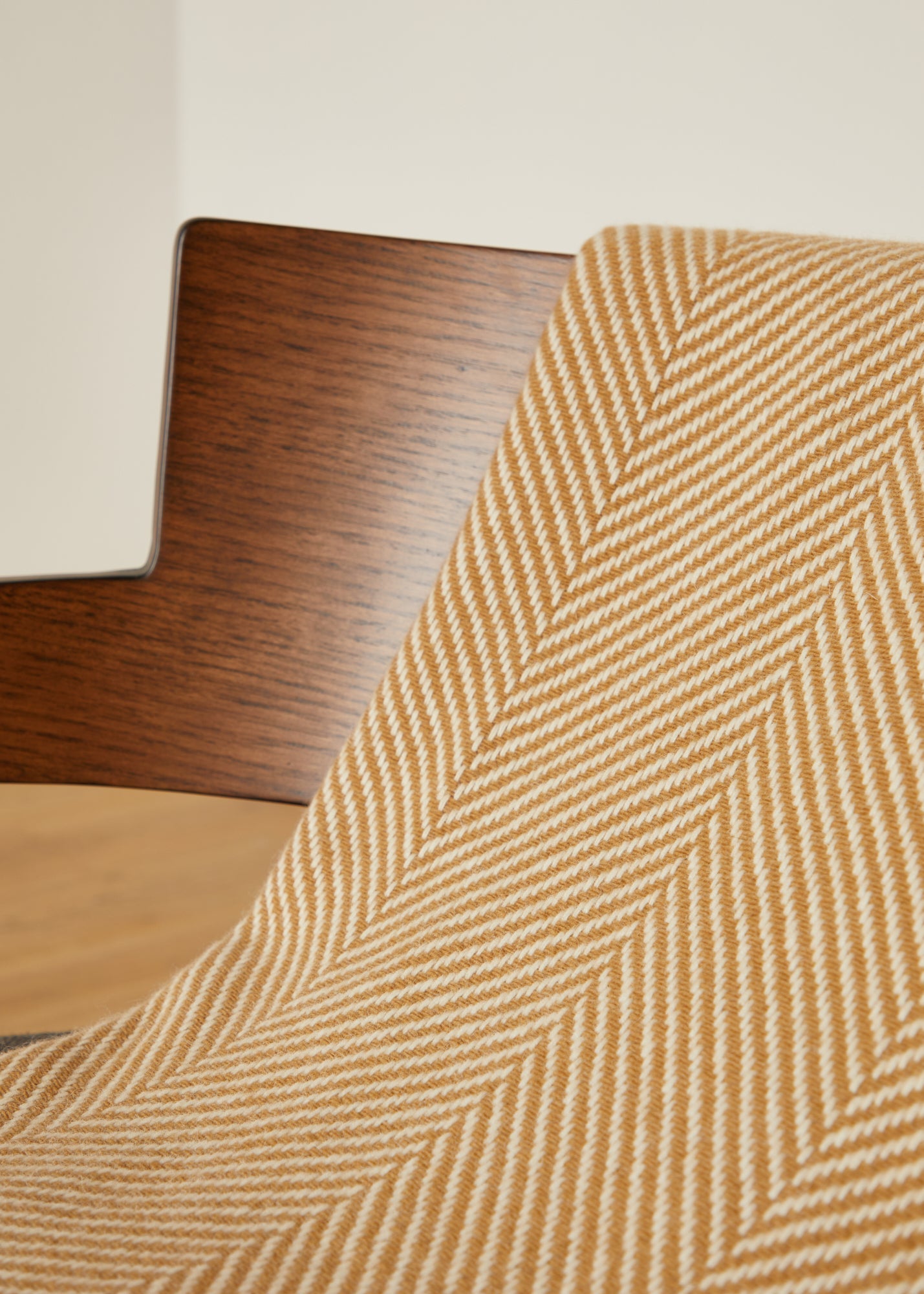 Foxford, Camel/White Herringbone Merino Throw