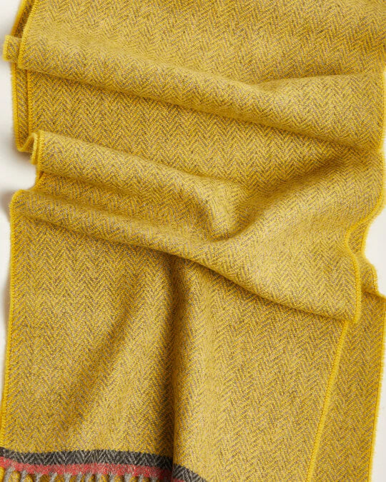 Foxford, Gold Herringbone Lambswool Scarf