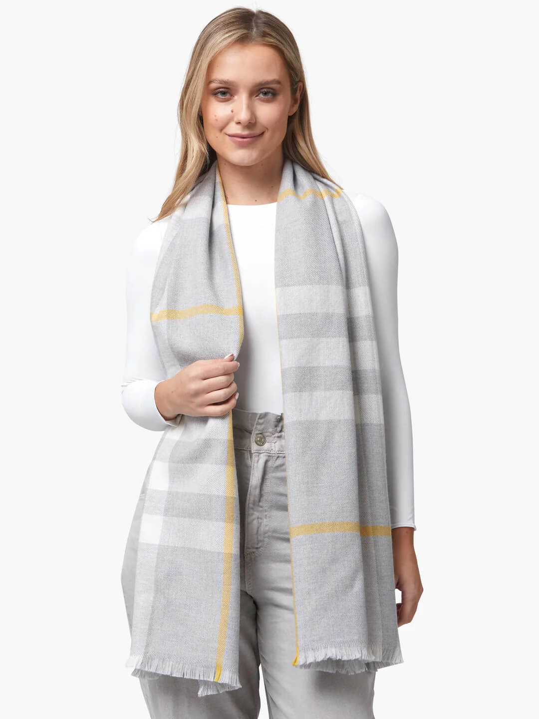 Foxford, Grey & Gold Extra-Fine Merino Scarf