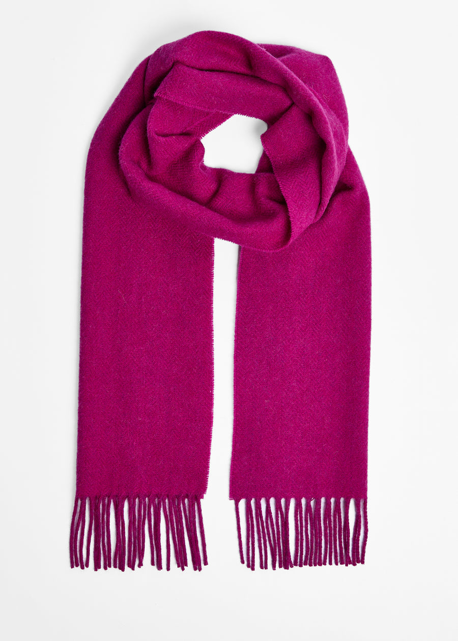 Foxford, Magenta Pink Herringbone Lambswool Scarf Foxford