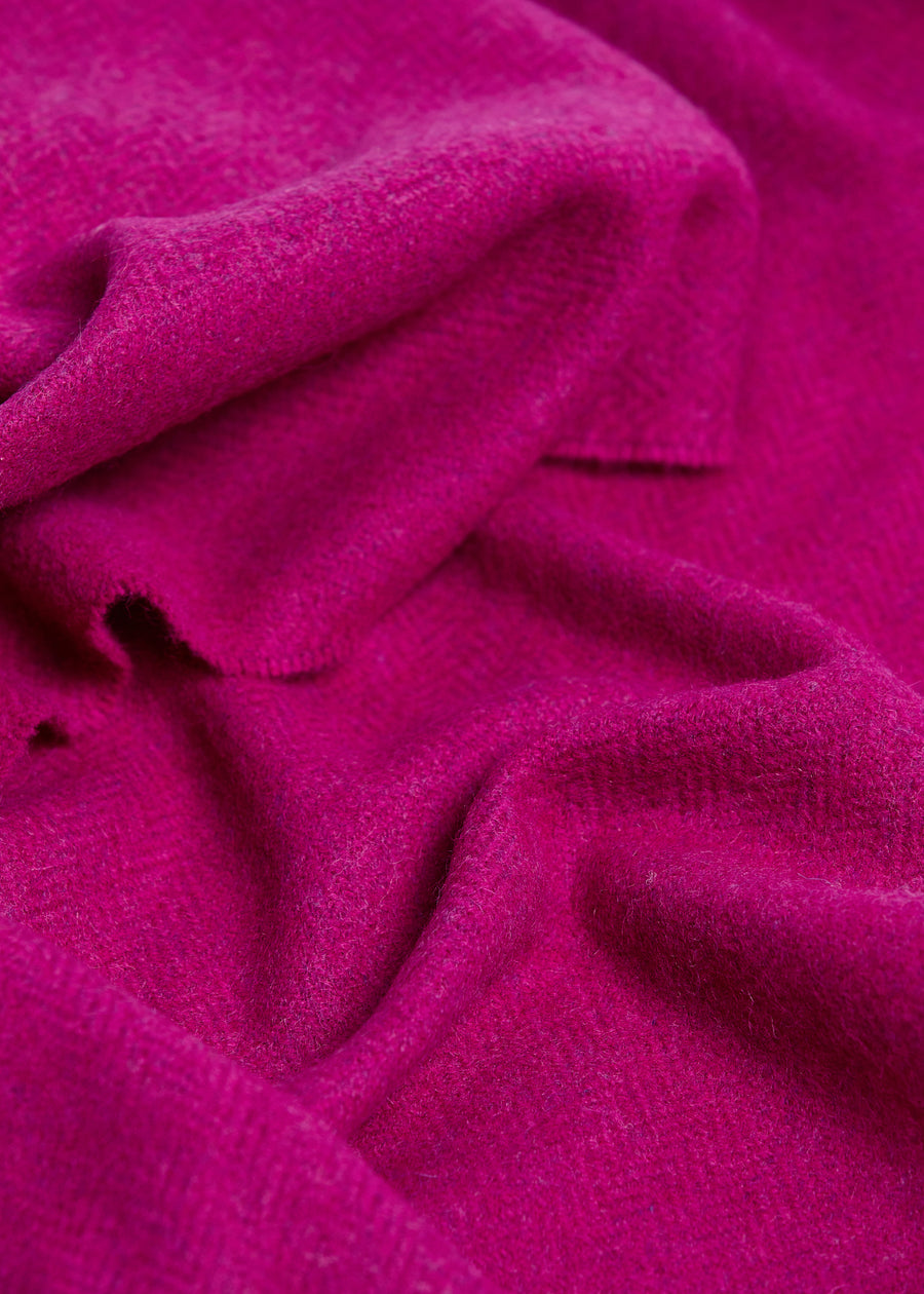 Foxford, Magenta Pink Herringbone Lambswool Scarf Foxford