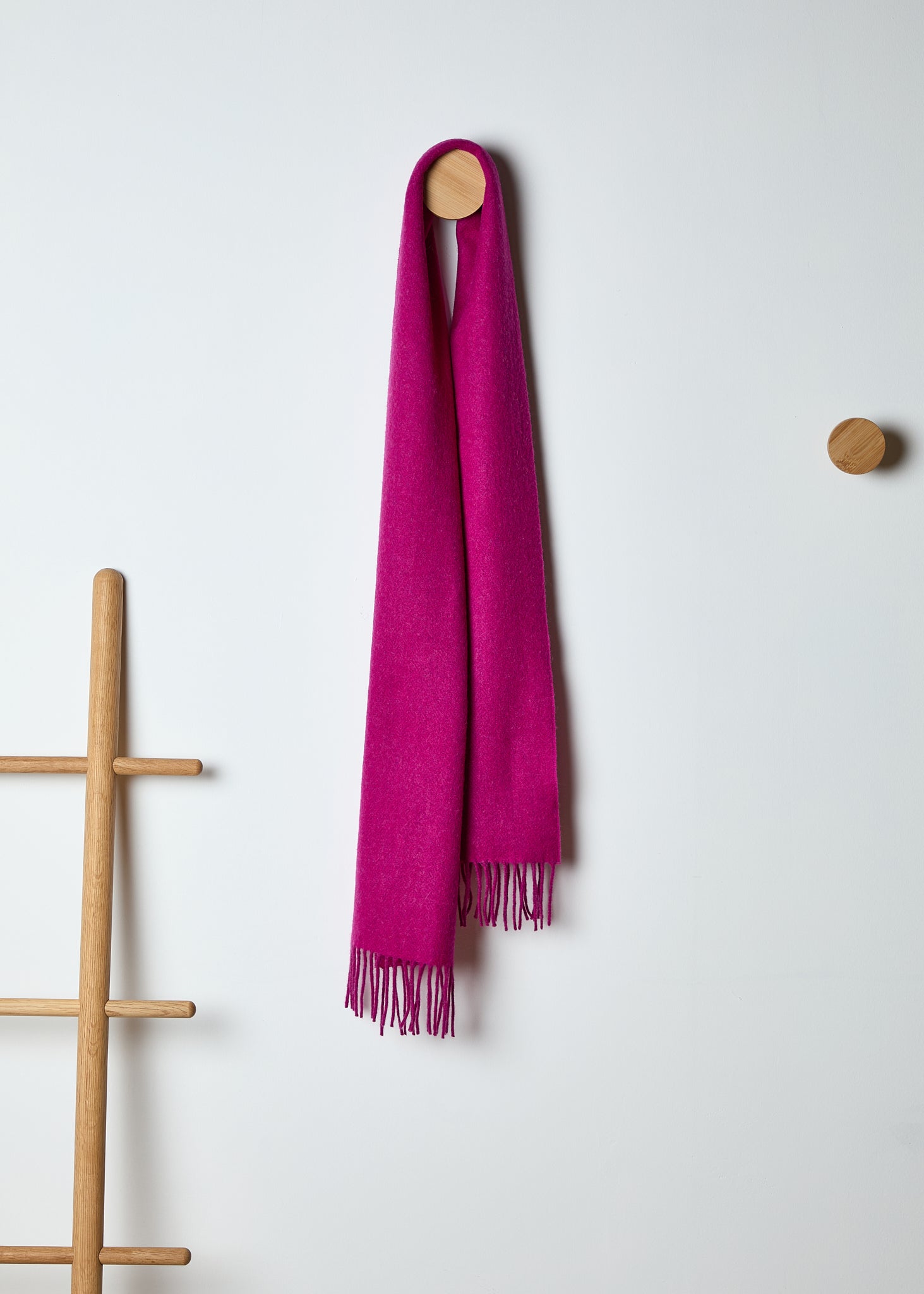 Foxford, Magenta Pink Herringbone Lambswool Scarf Foxford