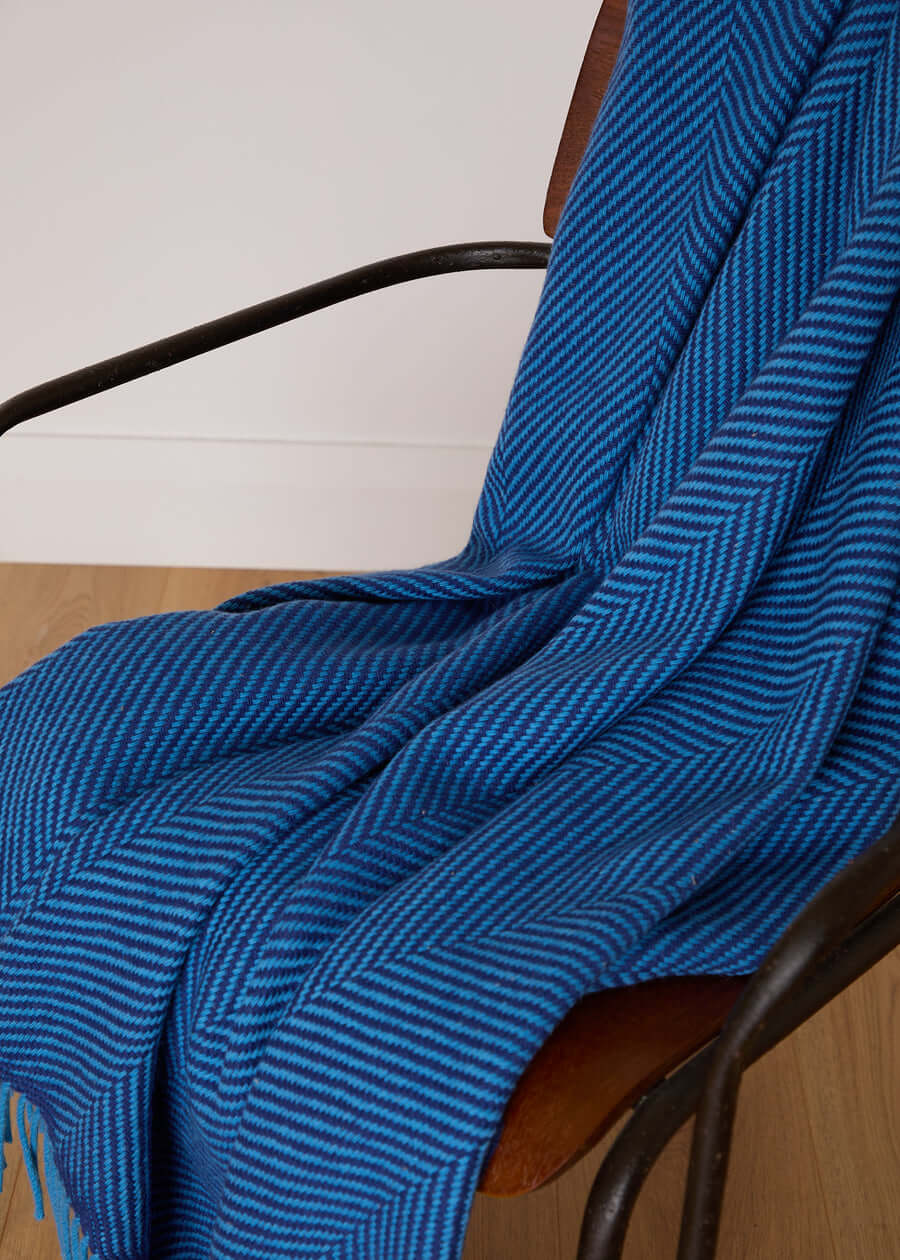 Foxford, Mayo Blue and Cobalt Merino Throw