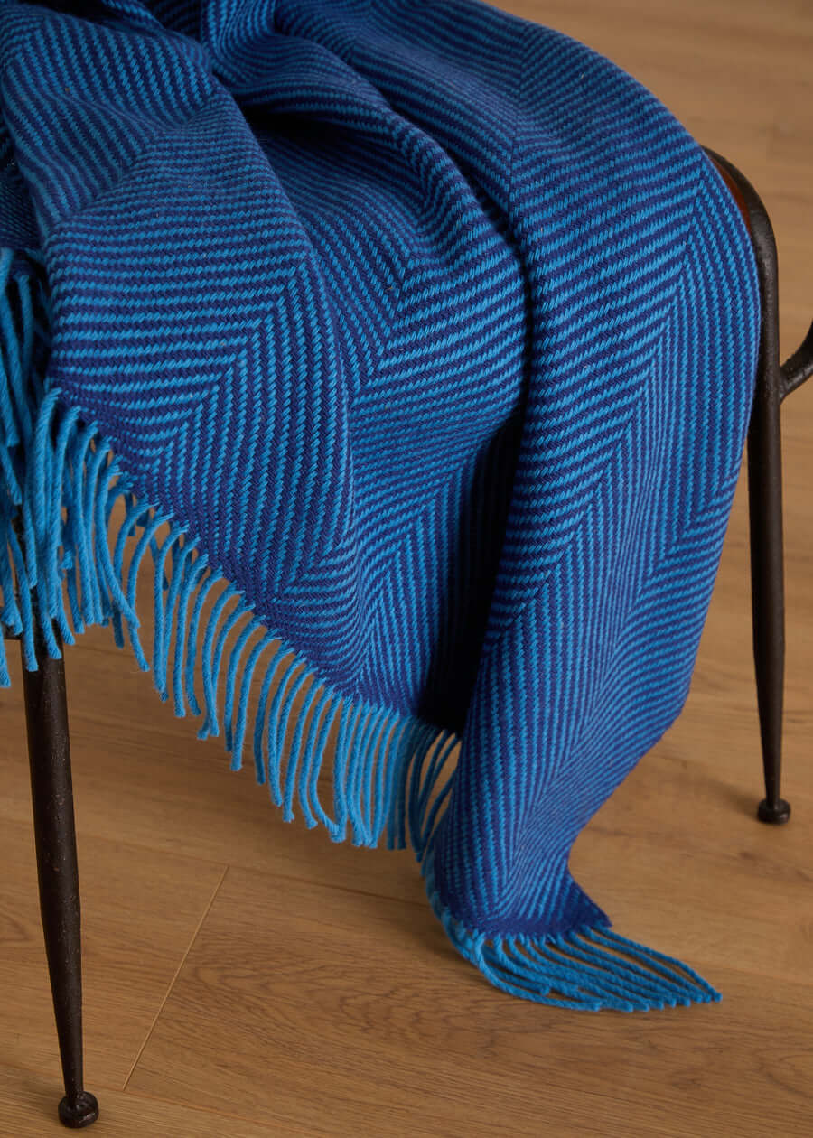 Foxford, Mayo Blue and Cobalt Merino Throw