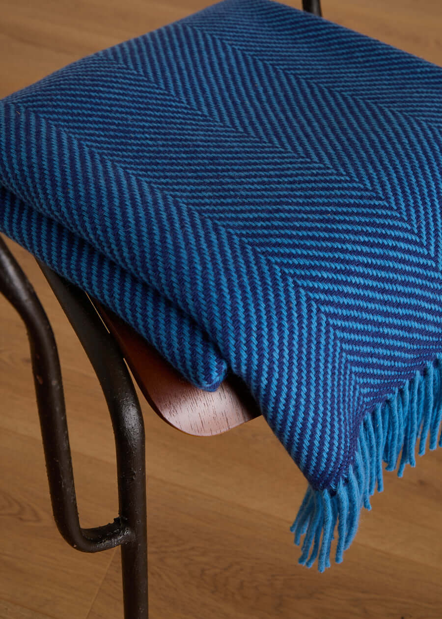 Foxford, Mayo Blue and Cobalt Merino Throw