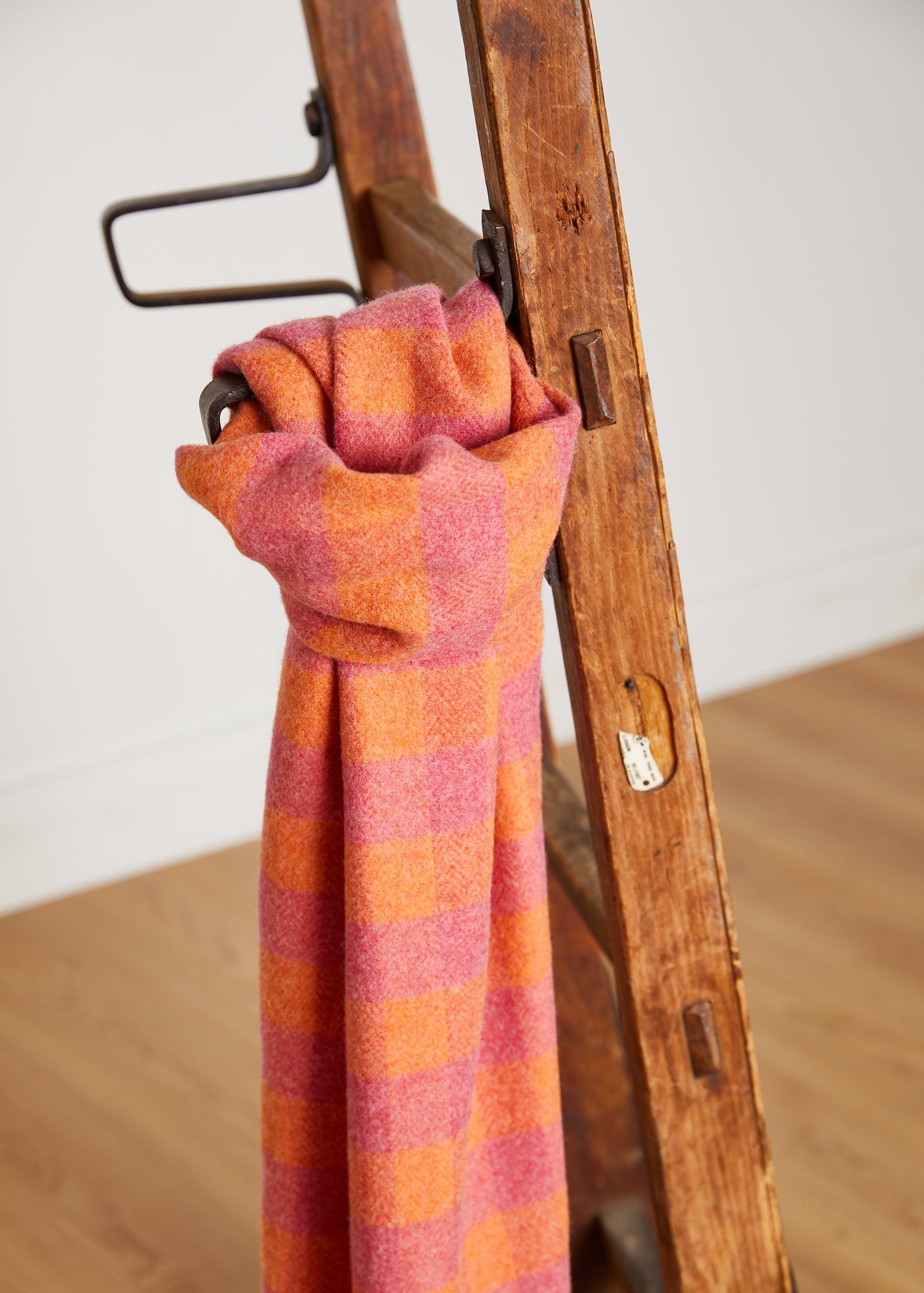 Foxford, Orange & Pink Check Scarf Lambswool