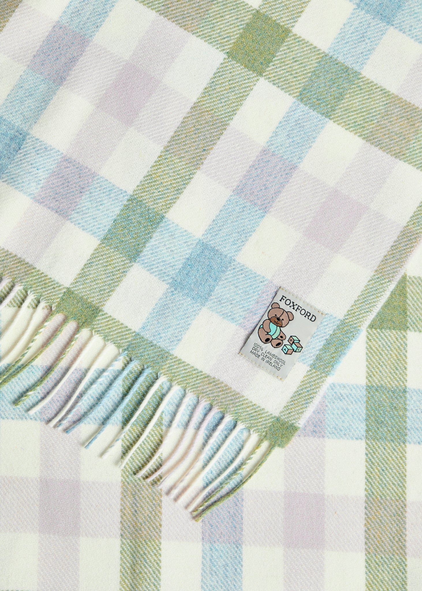 Foxford, Pastel Check Lambswool Baby Blanket