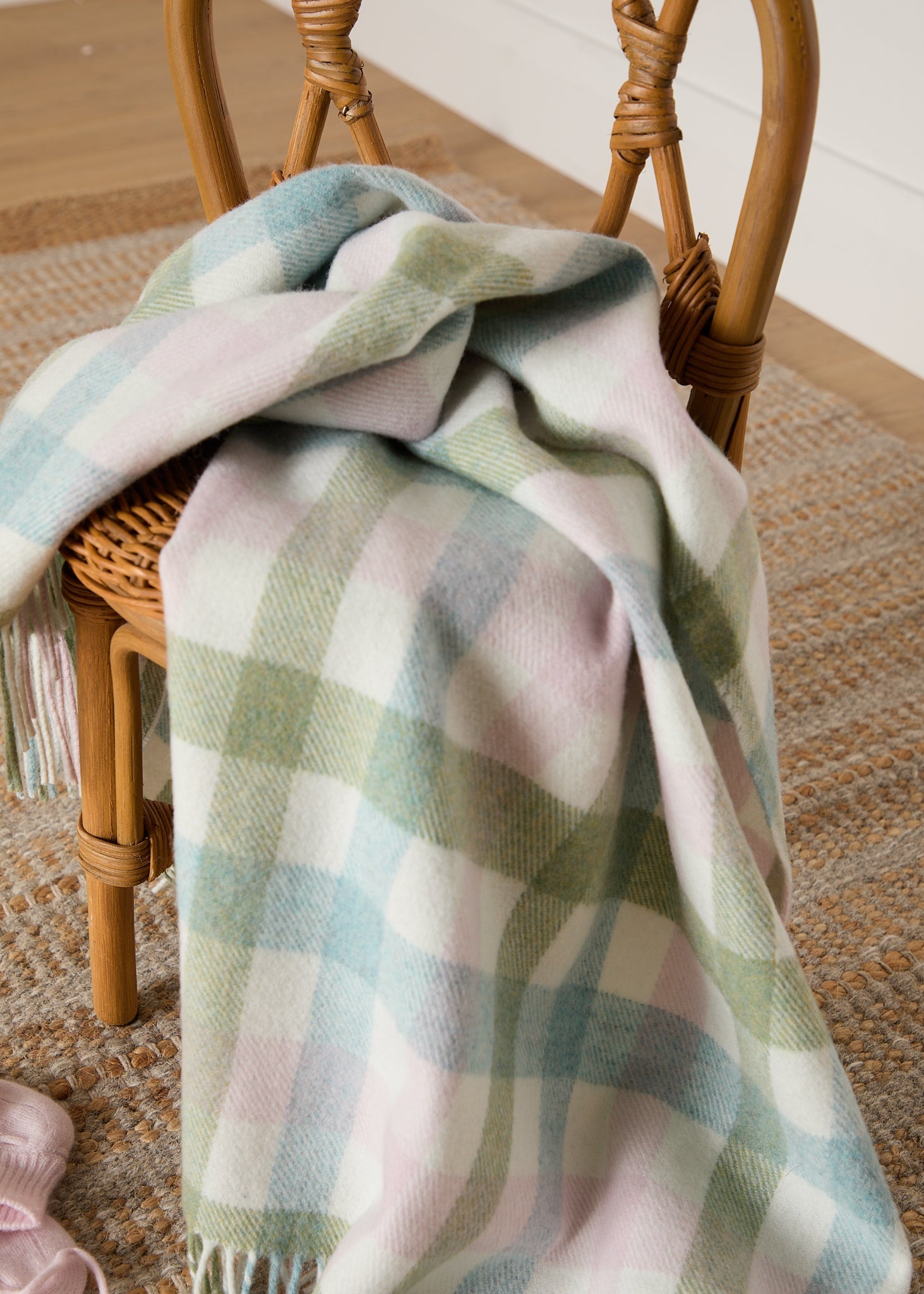 Foxford, Pastel Check Lambswool Baby Blanket