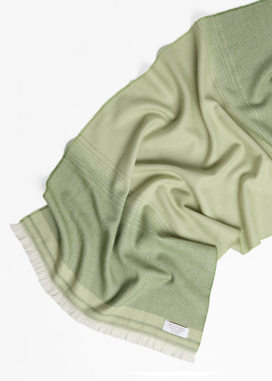 Foxford, Traditional Blanket Green Extra Fine Merino Scarf Foxford
