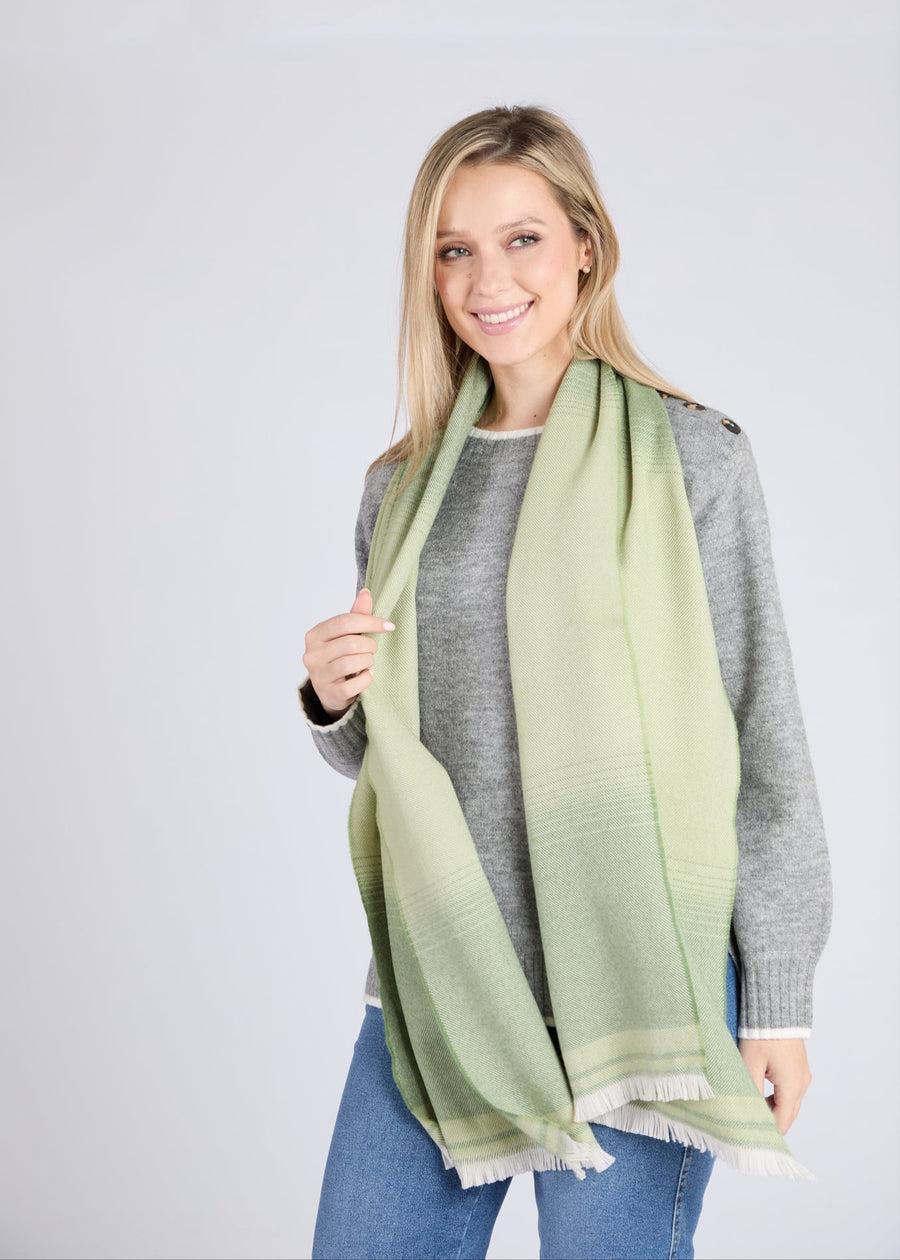 Foxford, Traditional Blanket Green Extra Fine Merino Scarf Foxford