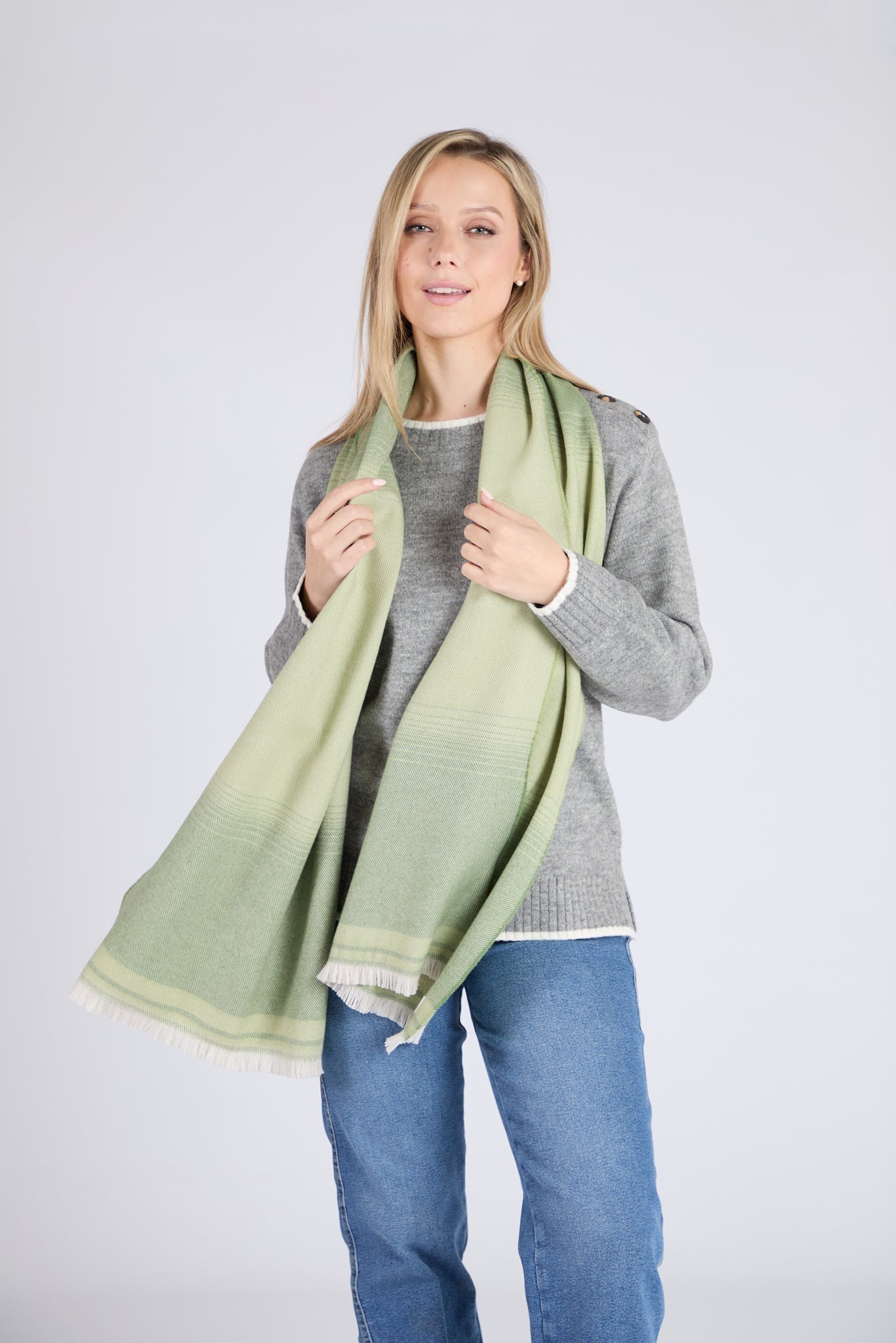 Foxford, Traditional Blanket Green Extra Fine Merino Scarf Foxford