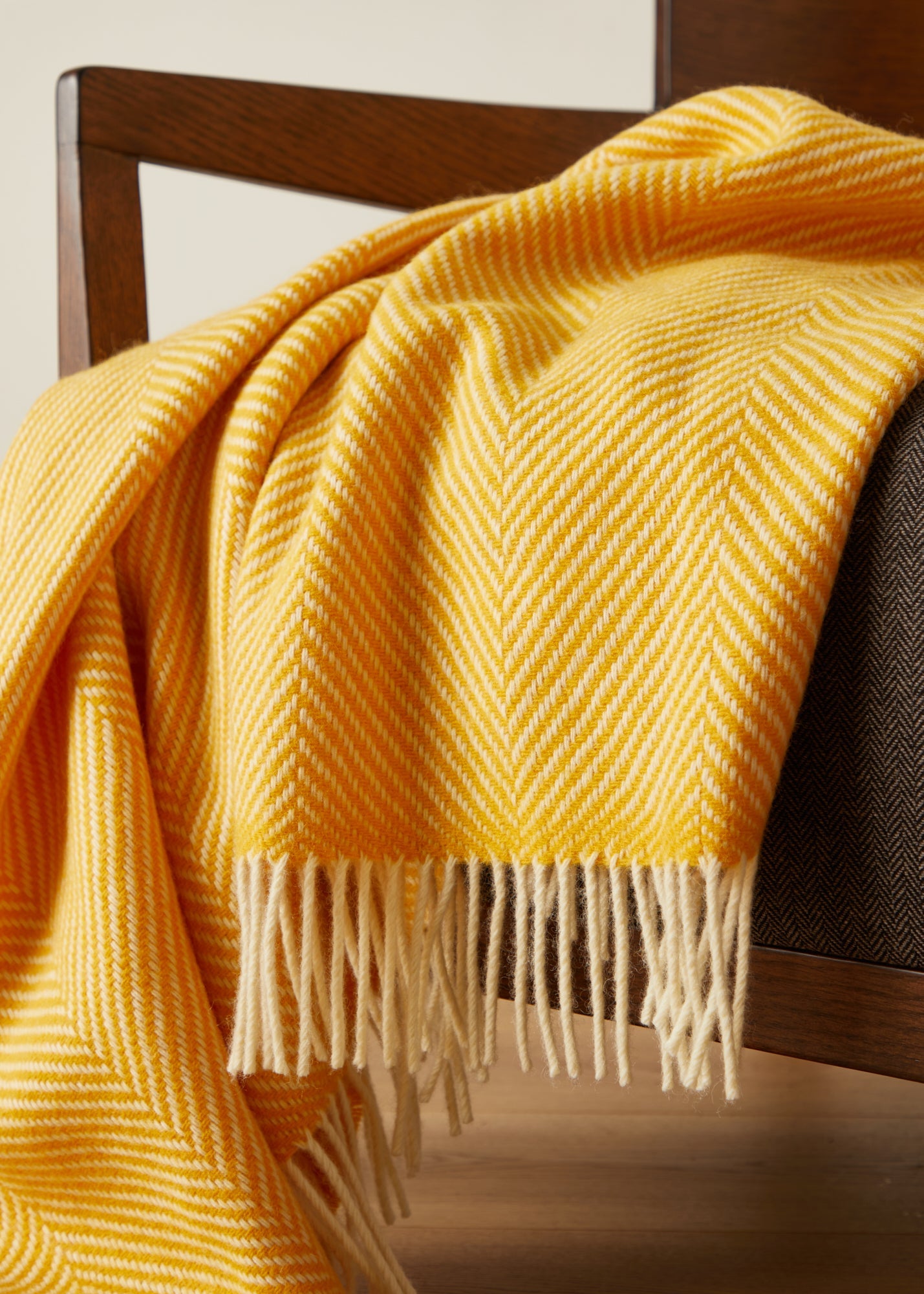 Foxford, Yellow Herringbone Merino Throw