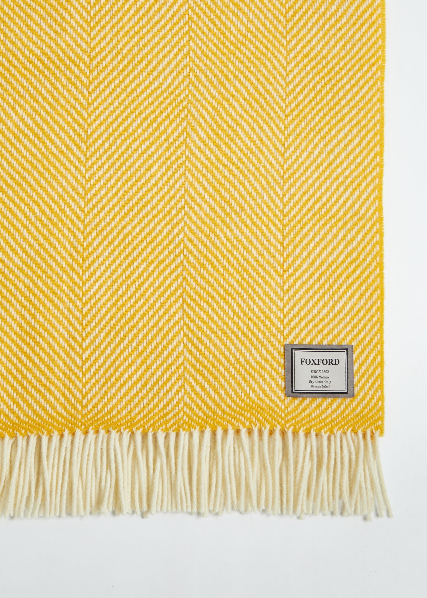 Foxford, Yellow Herringbone Merino Throw