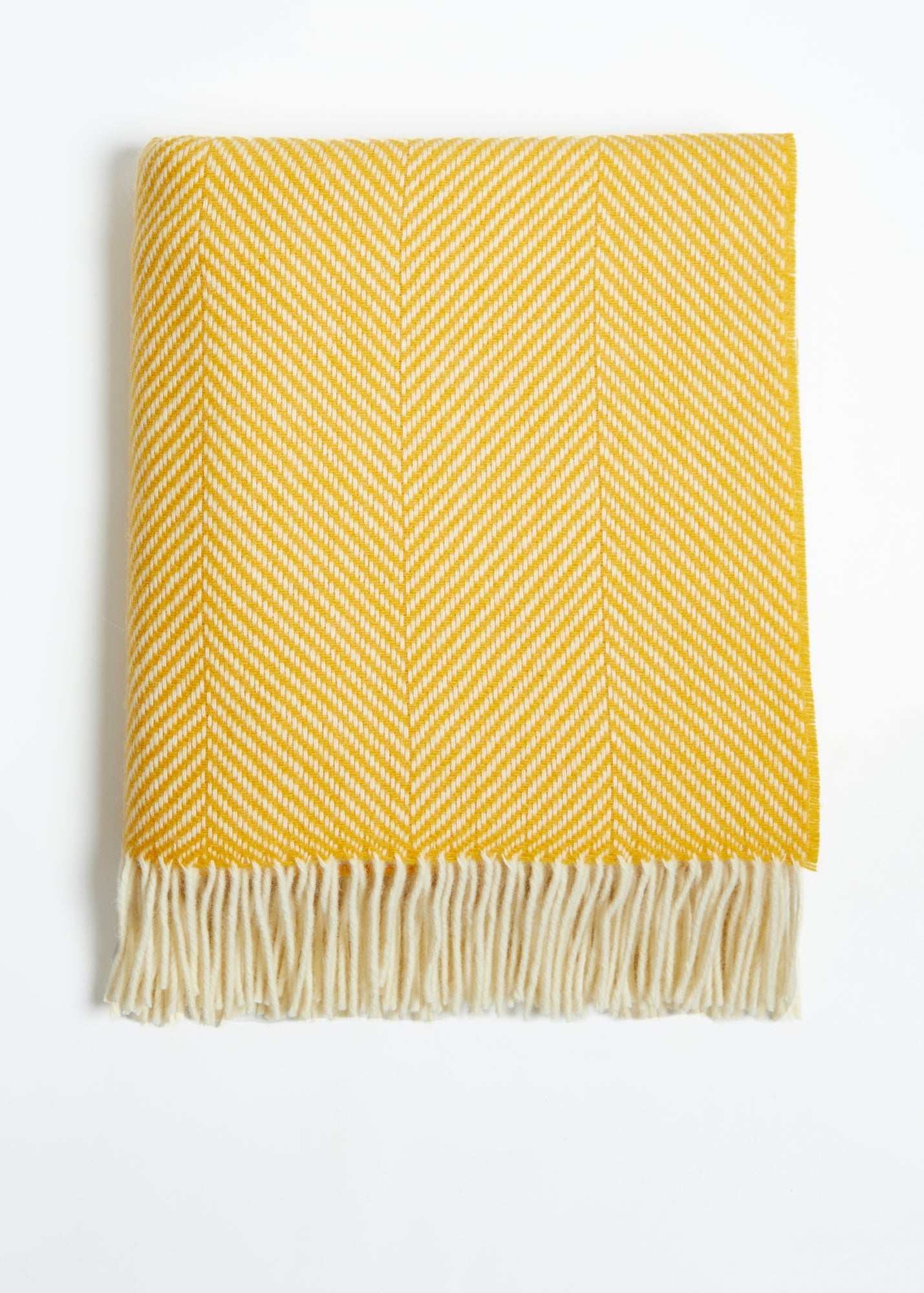Foxford, Yellow Herringbone Merino Throw