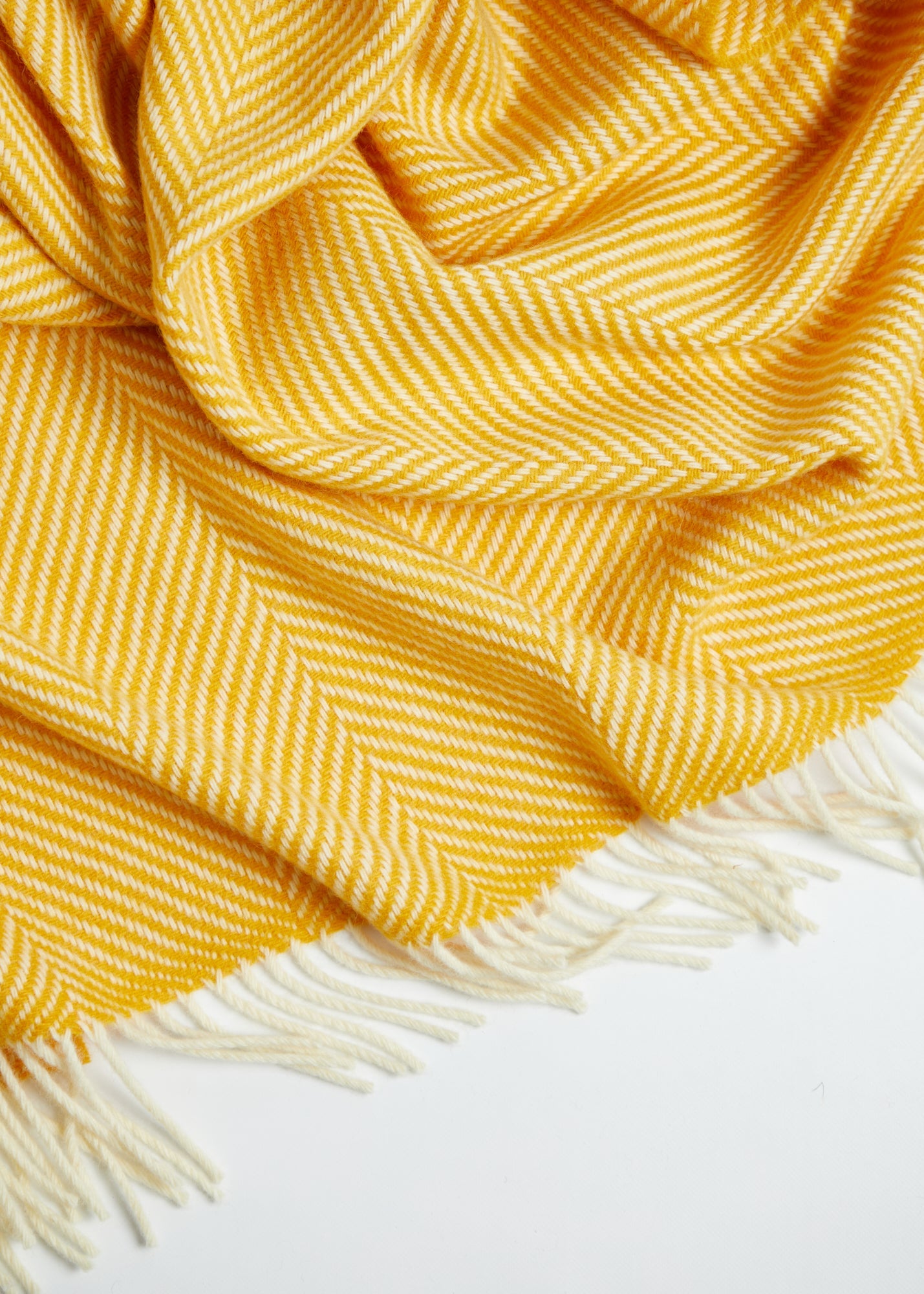 Foxford, Yellow Herringbone Merino Throw