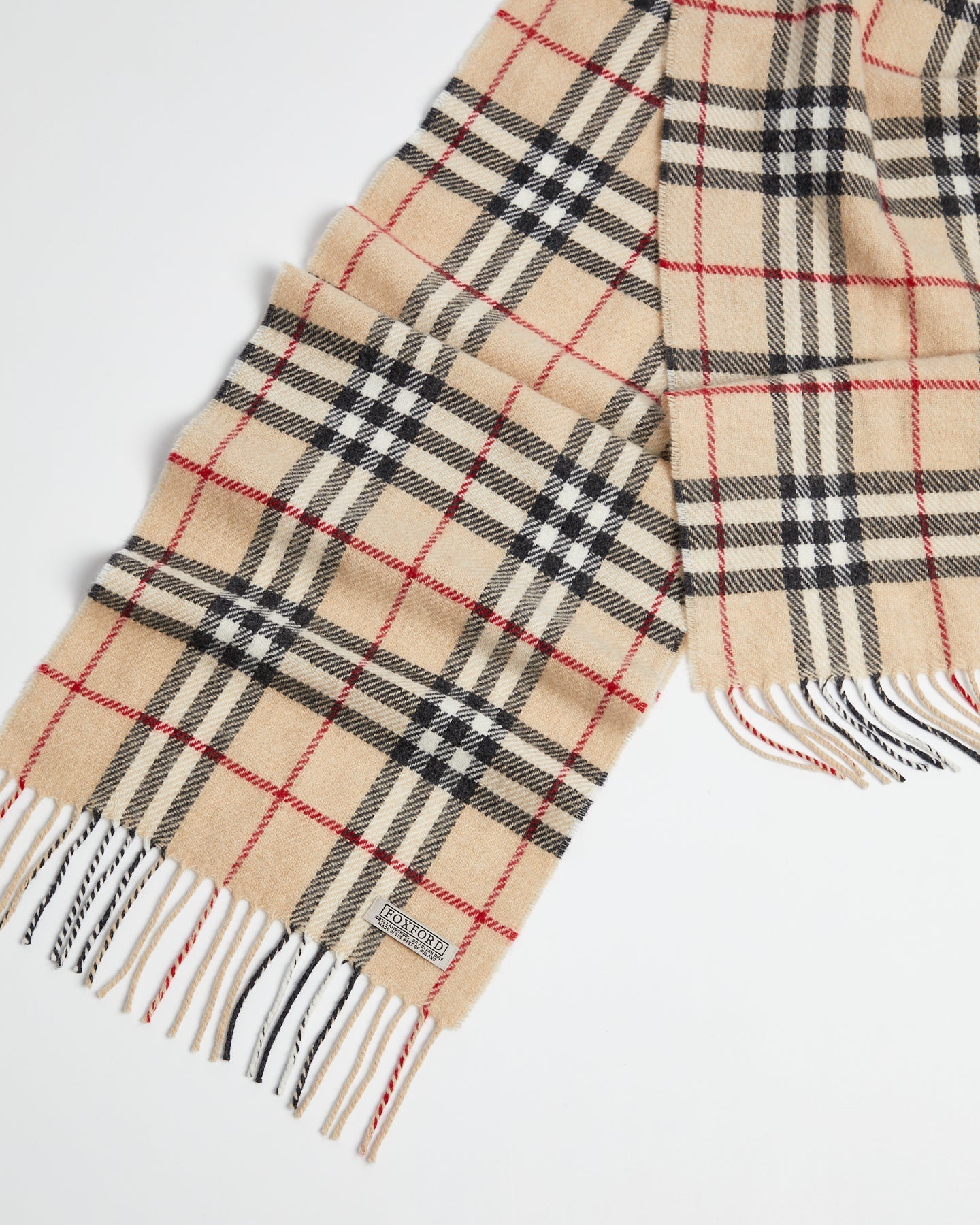 Foxford, Fawn Check Lambswool Scarf Foxford